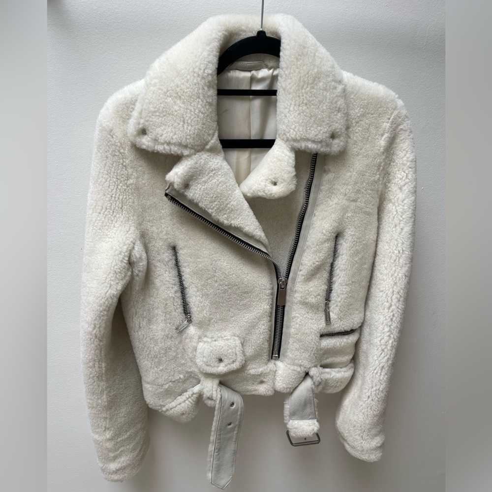 Michael Kors genuine shearling biker jacket